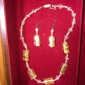 Glass Necklace & Glass Earrings